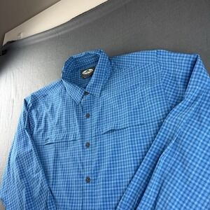 Arborwear Shirt Men's 2XL Blue Plaid Vented Hybrid Fishing Stretch Pockets Work